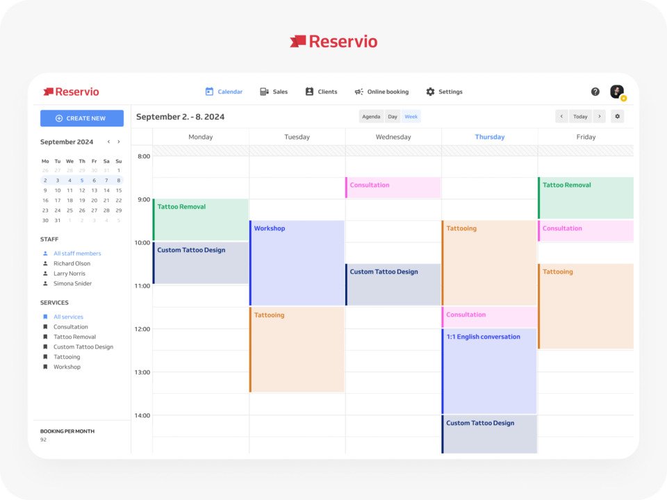 Webové rozhraní rezervačního systému Reservio