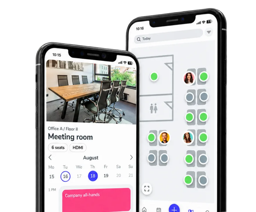 Whatspot-app voor het reserveren van bureaus en vergaderruimtes
